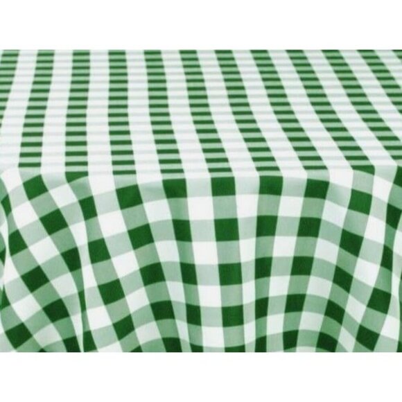 70-Inch Round Polyester Tablecloth Green & White Checker Linen Tablecloth Durabl - Picture 2 of 8